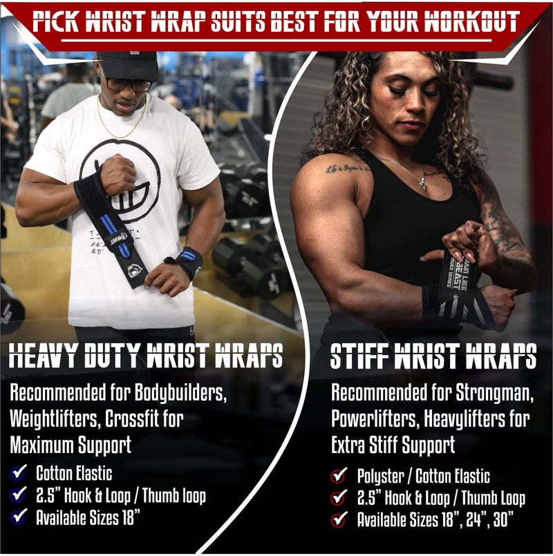 Beast Power Gear أربطة المعصم من بيست باور جير | درجة المنافسة | 18 بوصة جودة احترافية توفر دعم إضافي للمعصم أثناء رفع الأثقال، رفع القوة، تدريب القوة. (أسود صلب، 18") - Image 5